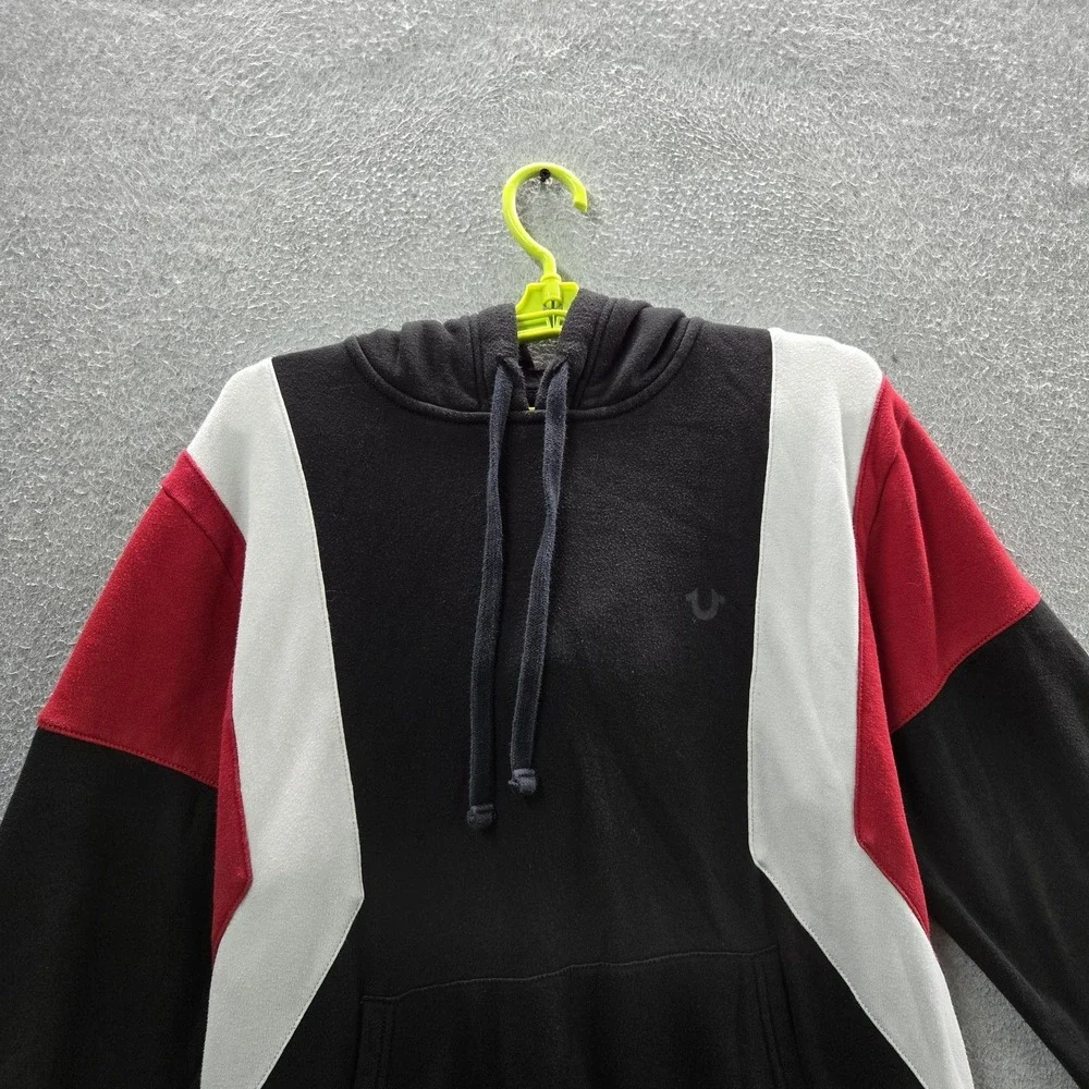 True Religion Men Hoodie L/G Black Colorblock‎ Fleece Buddha Activewear Zipper